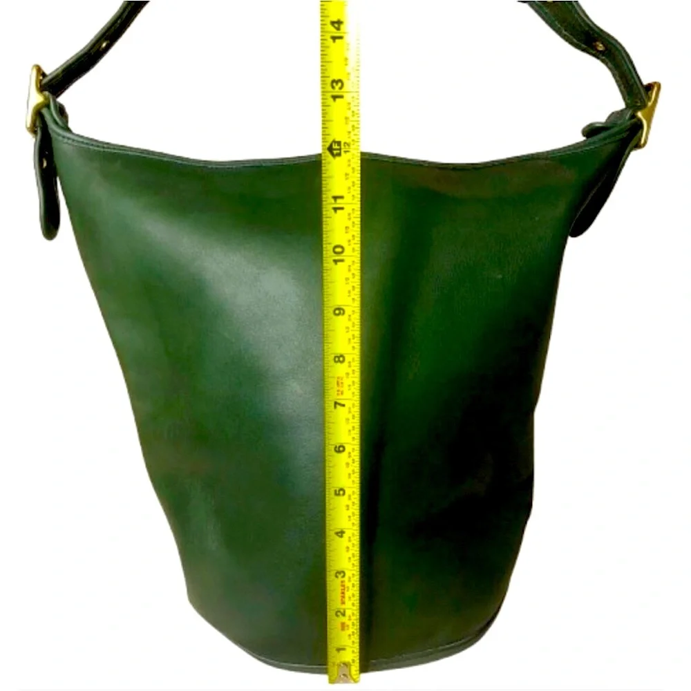 COACH Bottle Green Glove Tanned Leather Duffle Sac XL Bucket Bag 9085 USA COA